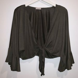Brand New Never Worn: Hunter Green Tie Crop Top
